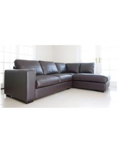 WESTPOINT Faux Leather Corner Sofa Brown Right