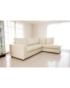 WESTPOINT Faux Leather Corner Sofa Cream Right