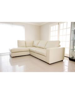 WESTPOINT Faux Leather Corner Sofa Cream Left