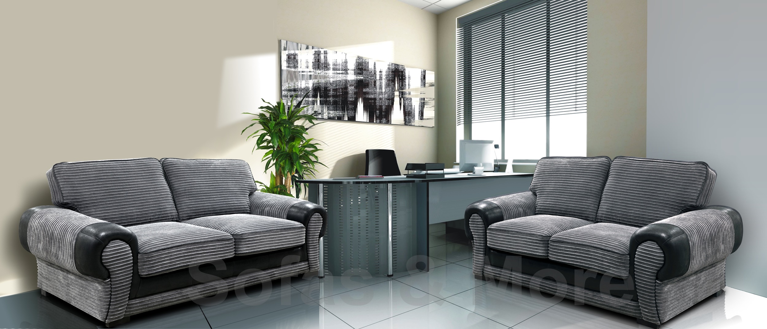 Black outlet gray sofa