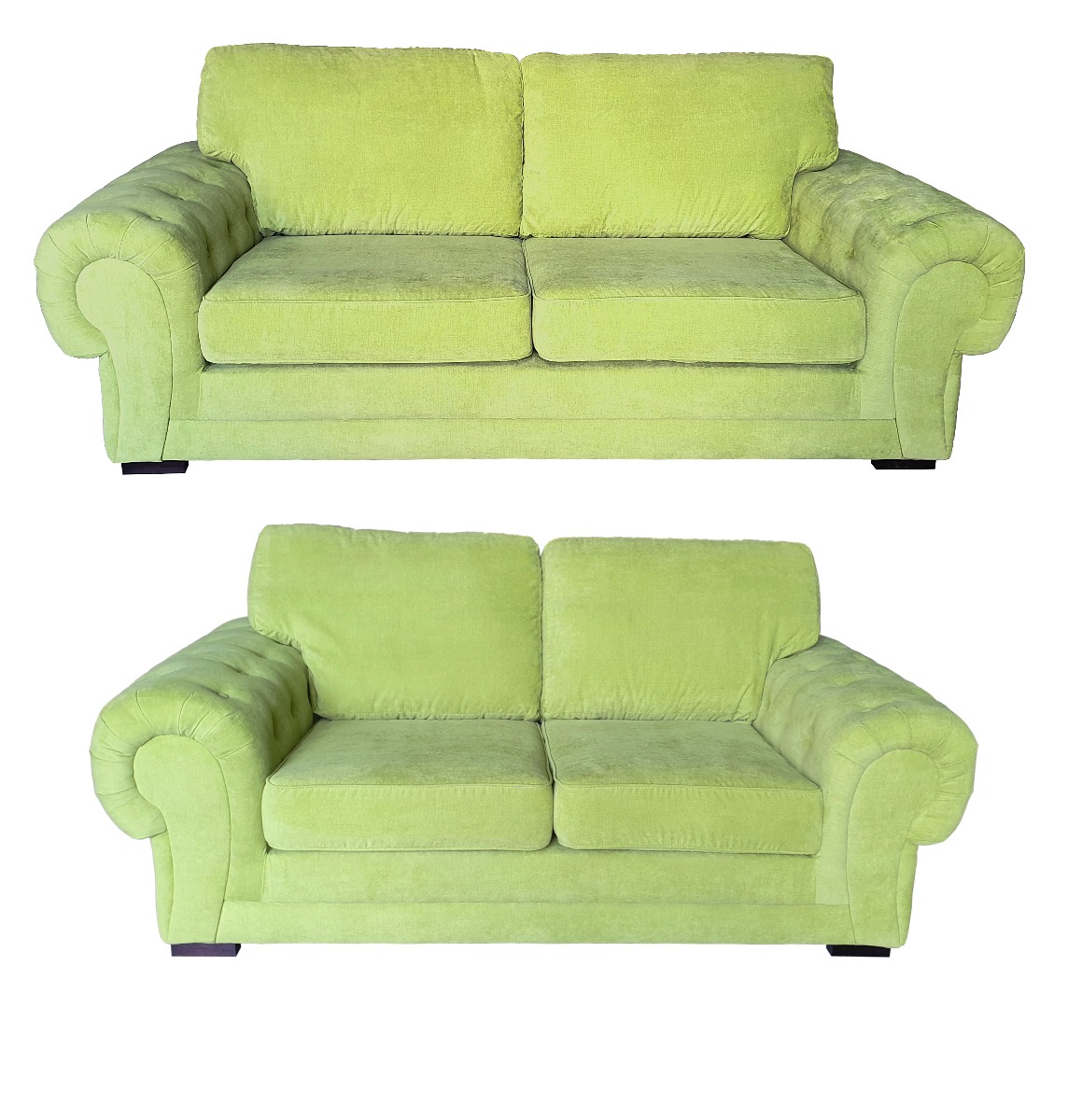 Verona Fabric 3 2 Seater Sofa Velour Chesterfield Style Lime